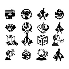 Obraz premium Ecommerce Shopping and Customer Service Icons Set, Retail Business
