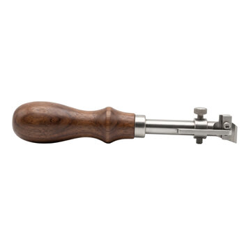 Leathercraft edge beveler tool with wooden handle for precise crafting