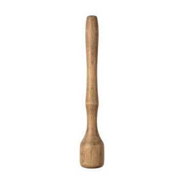 Wooden muddler for cocktails and bar preparation on a white background