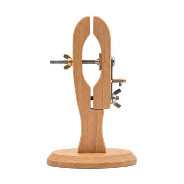 Wooden clamp for leatherworking and crafting projects, adjustable and stable