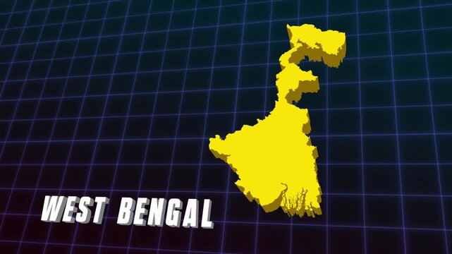 3D Animation West Bengal Kolkata State Documentary Infographic Style Futuristic Map 4K Animation