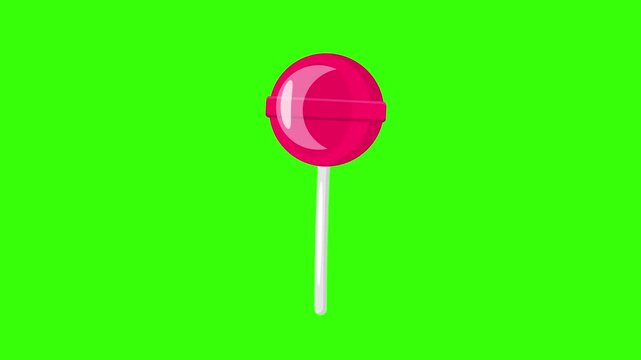 Pink Round Lollipop Candy Loop Animation on Chroma Key Green Screen