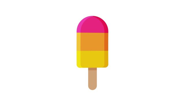 Ice Cream Popsicle Candy Loop Animation on Clean White Background