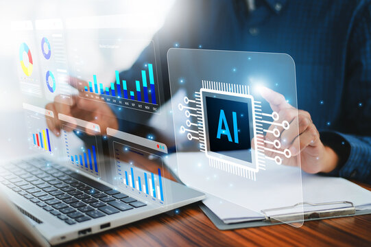 AI Analysis data concept. AI (Artificial intelligence) AI management and support technology in the Business plan marketing success customer management.