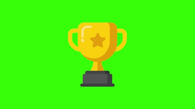 Golden Trophy Cup Animation with Chroma Key Green Screen Loop