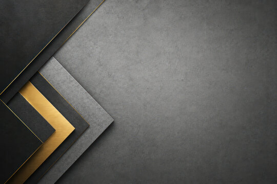 Elegant Dark Geometric Background with Gold Accents and Copy Space