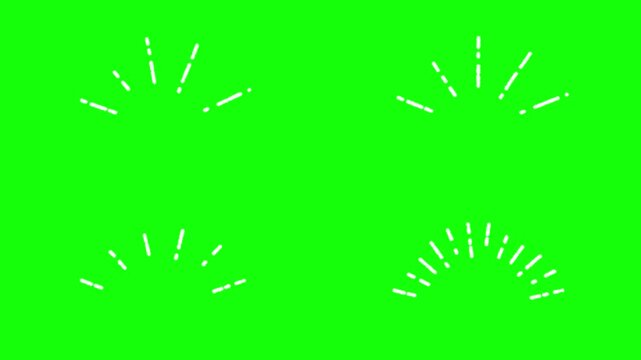 途中で線が途切れた手書き風のサンバーストエフェクトセット／A set of hand-drawn sunburst effects with broken lines