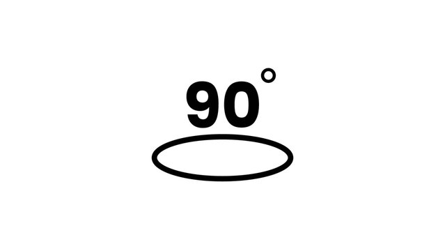 Ninety degrees angle icon with black minimalist style for geometry and technical drawing.