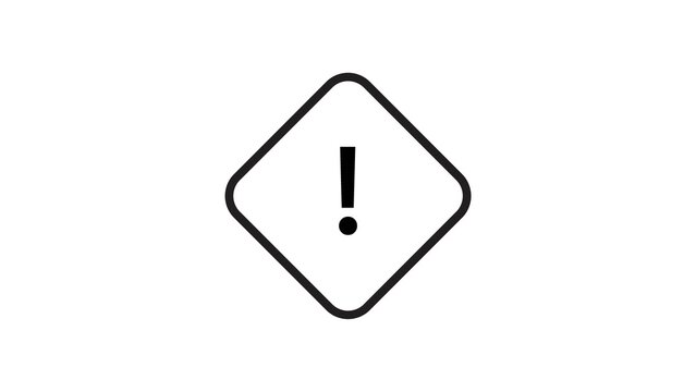 Exclamation mark inside diamond shape black line icon used for warning alert importance.