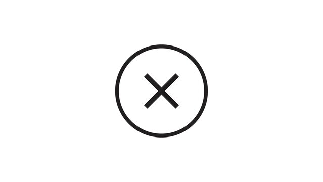 Black cross mark in circular border serves as universal close or delete interface button.