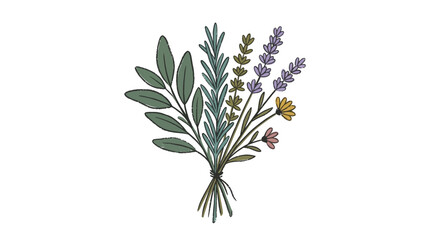 Fototapeta premium Tied bunch of lavender and wild herbs.