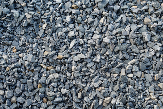 Crushed Grey Gravel Stones Textured Background for Construction, Landscaping, and Pathway Design