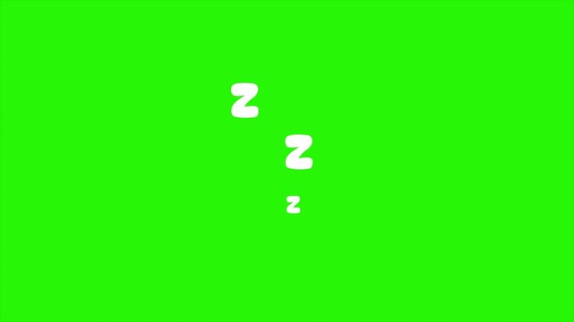 Animated zzz Symbol sleep symbol on green screen background. Floating Z letters cute and cartoon style movement, loop and Chroma Key animation. for sleep concept