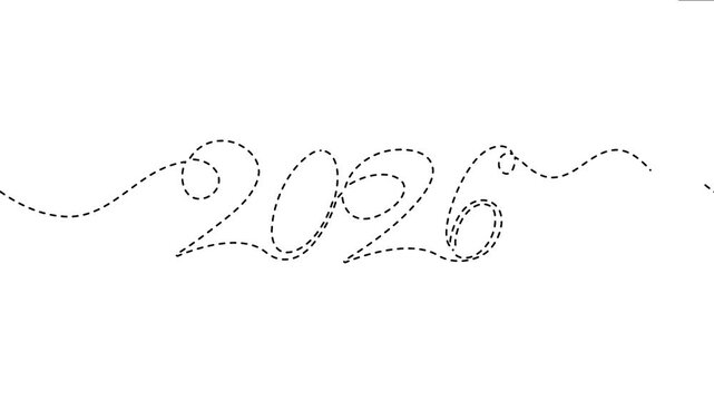 Happy New Year 2026 continuous line text animation loop - video 8