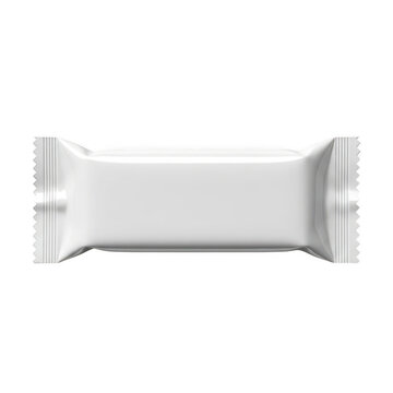 Blank white candy bar wrapper mockup isolated on transparent background