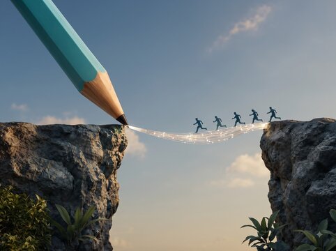 Business Strategy and Innovation Metaphor Showing Leadership, Overcoming Obstacles, and Digital Transformation