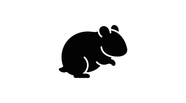 Minimalist black silhouette icon of a cute hamster.