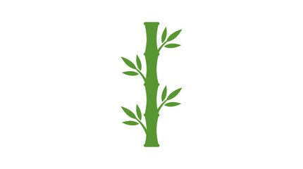 Fototapeta premium Minimalist green bamboo stalk illustration with leaves.
