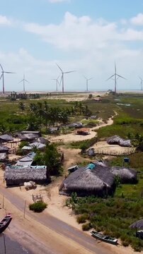 Mandacaru Village In Lencois Maranhenses Maranhao Brazil. Turquoise Ocean Waves Gently Crashing On Tropical Beach. Cascade Waterfall. Nature Canyon. Lencois Maranhenses Maranhao.