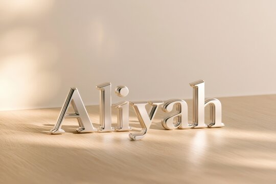Contemporary 3D lettering display featuring the name Aliyah on a clean surface