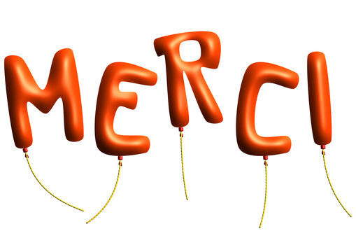Le mot merci &eacute;crit avec des ballons de baudruche

