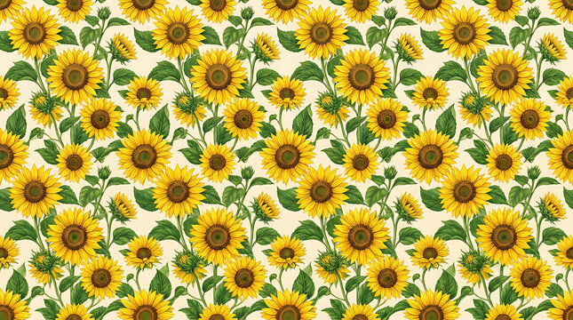 Sunflower pattern with yellow and green details