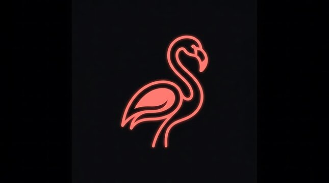 Glowing pink neon flamingo sign on dark wall.