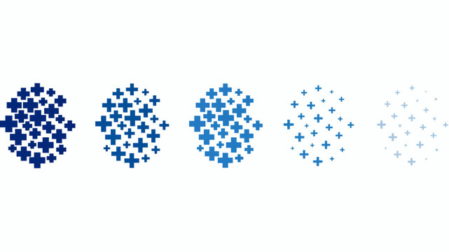 Blue plus sign pattern gradually disperses across a white background in a vector illustration signs crosses illustration gradient