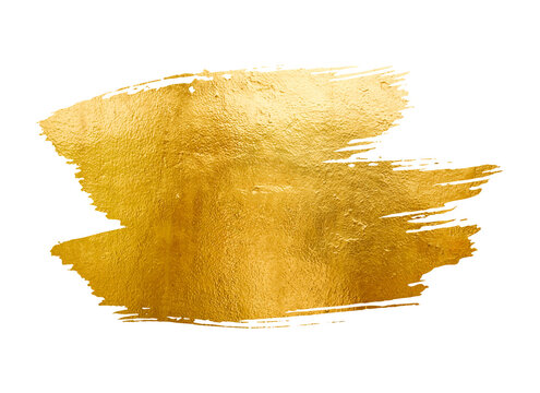 A curvy gold brush stroke on a white background
