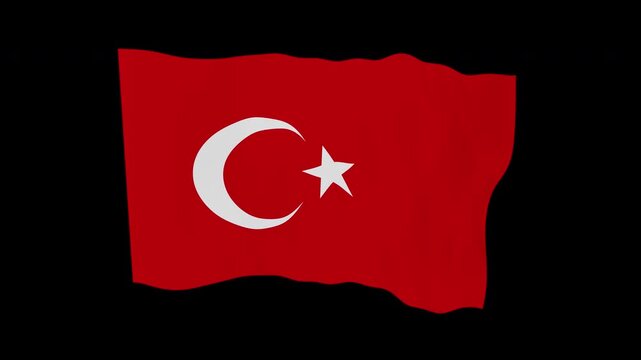 Cinematic Motion Turkiye National Flag Loop Alpha Channel
