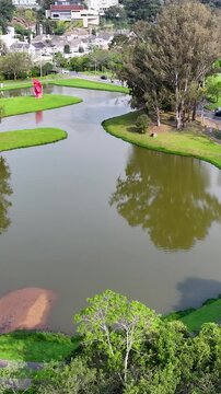 Tingui Park In Curitiba Parana Brazil. Aerial View Of Green Space Surrounded By Lush Forest Trees. Cities Of The World. Landmark Cityscape. Curitiba Parana.