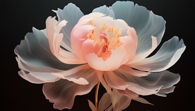 aesthetic botanical x ray of peony harmonious forms minimalism concept light color palette generative ai