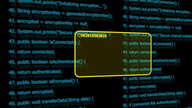 Cybersecurity data encryption process: java programming code with dynamic scanning interface coding software development