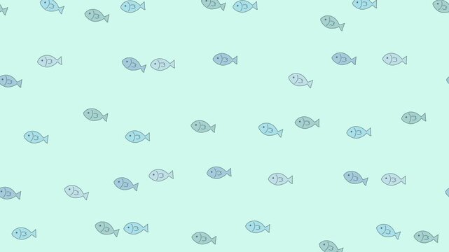 手書き魚が泳ぐかわいいループアニメーション背景