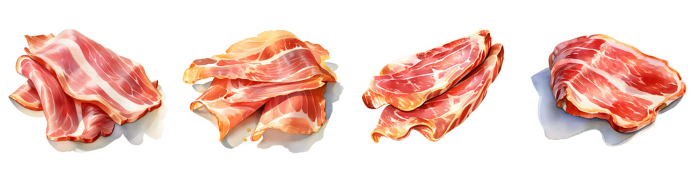 Delicious cured ham slices, showcasing a rich color palette and intricate texture details