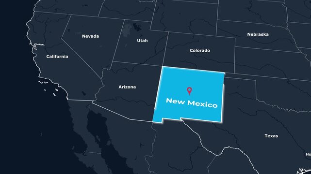 New Mexico Map Animation Locator Zoom 4K Motion Graphic
