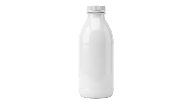 Blank white plastic bottle for milk or drink mockup isolated on transparent background