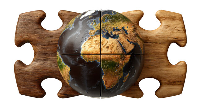 Earth globe puzzle representing global cooperation and environmental sustainability