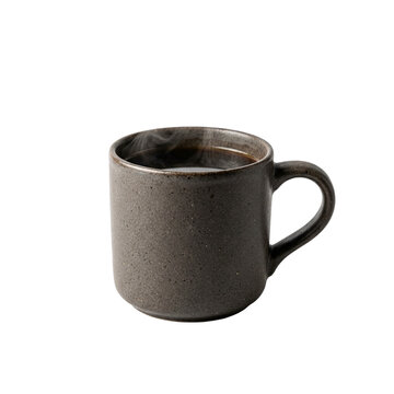 Ceramic Mug of Hot Black Coffee on White Background