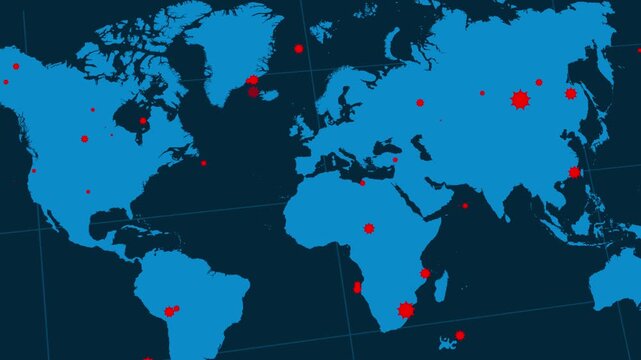 Crisis Monitoring and Virus Spread Map scan processing animation. 