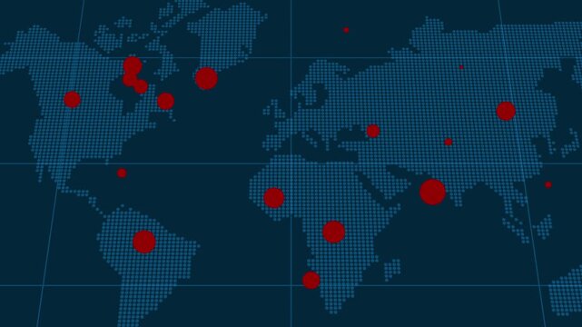 Crisis Monitoring and Virus Spread Map scan processing animation. 