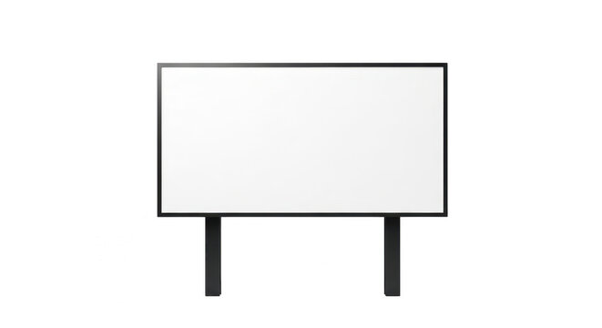 Blank rectangular billboard sign on two posts isolated on transparent background