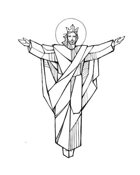 Christ the King with crown and open arms
