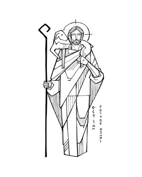 Jesus Christ as the Good Shepherd with lamb