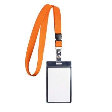 Orange Security Lanyard with Blank Generic ID Badge Holder