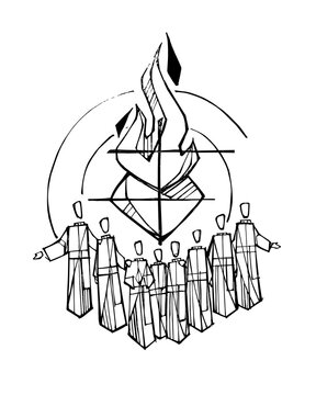 Sacred Heart surrounded by seminarians