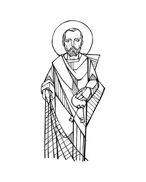 Saint Peter holding keys and a fishing net