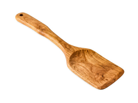 Wooden kitchen spatula isolated on transparent background