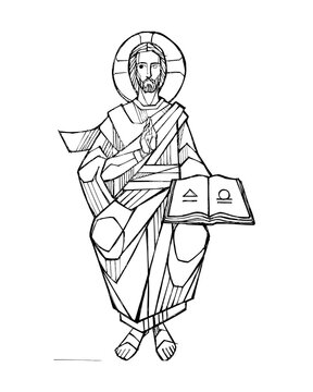 Christ Pantocrator blessing with an open book
