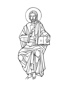 Christ Pantocrator seated with an open book